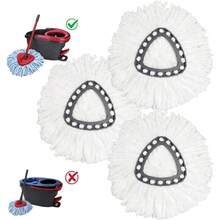 3-Pack Microfiber Spin Mop Replacement Heads - Universal Fit For Most Spin Mops, Super Absorbent & Quick-Dry Refills With Easy Wringing System, Machine Washable For Floors/Tiles/Hardwood (White) - 白色-3件 - 查看 1