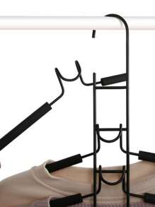 5pcs Heavy Duty Space-Saving Metal Hangers With Non-Slip Foam Pads - Multi-Layer Design For Coats, Sweaters, Suits, And T-Shirts - Perfect For Closet Organization, Hangers For Clothes