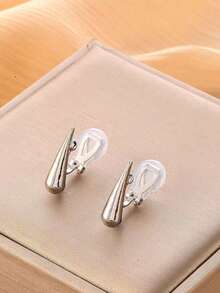 1 Pair Fashion Teardrop Clip-On Earrings For Women, Minimalist Elegant Design, Suitable For Daily Wear And Gift - Ear Clip - View 13
