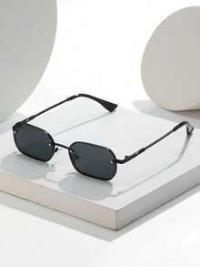 2pcs Men's Black Frame Caramel Lens Retro Square Copper Mini Y2K Classic Fashion Glasses, Suitable For Daily, Photography, Vacation, Travel (Comes With Glasses Cloth & Strap) - 1*black Frame/full Gray+1*black Frame/light Brown (without Box) - View 2