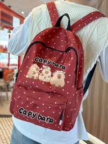 休闲女士背包，尼龙材质，大容量，新款，水豚可爱印花，方便日常通勤