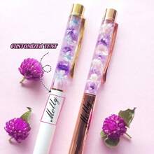 Bolígrafos de lujo con tacto suave personalizados, bolsas negras para bolígrafos, bolígrafos con flores secas rellenas de aceite, bolígrafos con flores - Herramientas de escritura personalizadas, regalos perfectos, regalos de aniversario, regalos de cumpleaños, regalos de temporada de graduación, útiles escolares, escuelas, maestros, oficinas, niños y niñas, para regalos