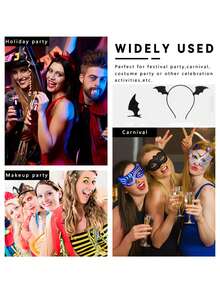 3 件万圣节蝙蝠发夹蝙蝠翅膀头带卡通蝙蝠耳朵头带发饰角色扮演服装黑色非常适合万圣节和圣诞节派对装饰