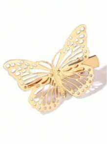 Y2K 金色蝴蝶发夹 8 件装 - 女士空心金属合金发夹，时尚发饰，防滑握把，适合稀疏头发，春夏爪夹（可爱复古闪亮）返校季 - 彩色 - 查看 9