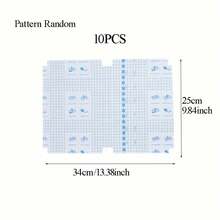 [预切自粘书膜] 10 件自粘书套，透明磨砂防水书膜，防尘书套，返校学习用品，预切书套（随机图案），用于学校用品，返校