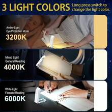 VOLACI 1 pieza Luz de lectura recargable USB mini - Portátil, luz cálida y fresca, cuidado de los ojos, 3 niveles de brillo Adjustable, libro con clip, diseño ahorra espacio, adecuado para lectores nocturnos, recargable para lectura, trabajo, dormitorio, lámpara Dorm - Multicolor - Ver 8