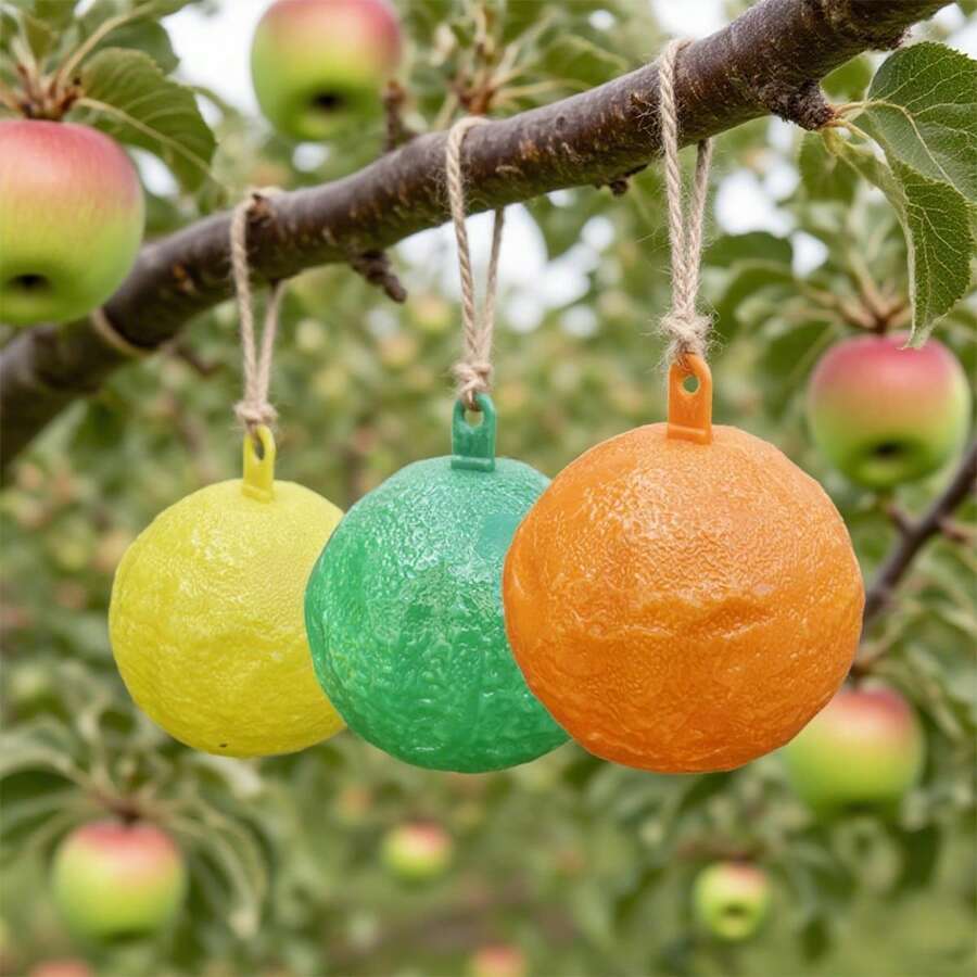 WEINSYT 3PCS Bug Ball Sticky Fly Traps Fruit Fly Traps For Indoors And Outdoors Reusable Plastic Fly Trap Indoor For Mosquitoes Wasps And Gnats Garden Home Farm Use