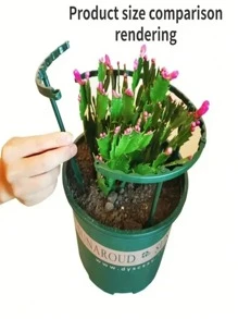 Halbkreisförmiger Blumentopf-Rankgitter aus Kunststoff, grüner Kunststoff Pflanzenkäfig und Stütze - mehrstöckiges doppelstöckiges Blumenregal für den Garten, für Kletterpflanzen, Krabbenorchideen, Efeu - Anti-Sturz Blattschutz, Kunststoff Orchideen- und Sonnenblumen-Stützstäbe