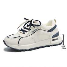 新款女士厚底运动鞋，棕色、米色、蓝色网眼休闲鞋，时尚平底户外厚底运动鞋，四季皆宜 - 藍色 - 查看 2