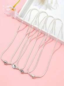 1pc 45cm Stainless Steel Heart Shape Clasp Snake Bone Chain Necklace, Suitable For DIY Beaded Pendant