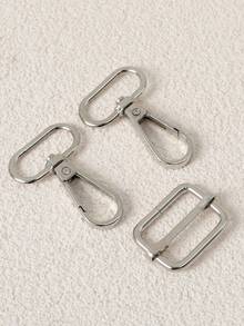 3件套行李带配件套装，包括肩带扣、狗扣、锌合金压扣，适用于DIY手提包 - 銀色 - 查看 2