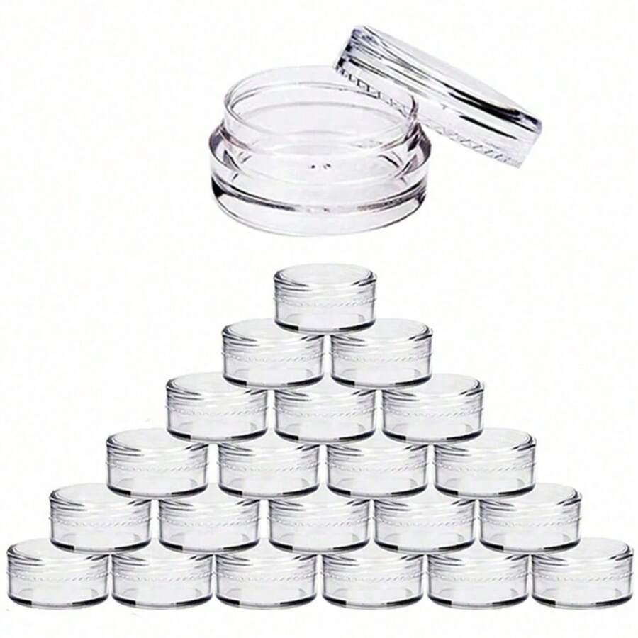 5 pièces - Boîte vide, boîte de rangement pour bijoux en poudre de diamant, boîte de maquillage pour ombre à paupières et rouge à lèvres, petit contenant cosmétique rond portable de voyage, bouteille de sous-emballage étanche, boîte à cosmétiques ronde, bouteille de sous-emballage ronde à paillettes, bouteille ronde pour ombre à paupières, poudre d'or et crème