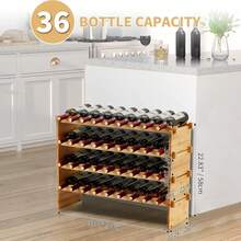 Stackable Modular Wine Rack For 36/48/72 Bottles, Wooden Wine Storage Rack, Bamboo Wine Display Racks, Wobble-Free Wine Holder, Freestanding Floor Wine Bottle Rack For Bar And Cellar - Khaki - View 5