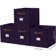 DECOMOMO Foldable Cube Storage Bin, Clothes Orgainzer, Labeled Storage Cub,Es Toy Storage Box, Shelves Baskets For Kallax Linen Closet Organizers (Cube Size 10.5x11", 4/6pcs) - Purple - View 19