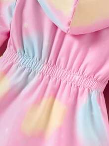 小女孩可爱卡通独角兽印花粉色毛茸茸连帽中长款外套，秋冬 - 粉色 - 查看 7