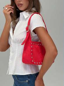 Women's Y2K Plaid Shirt Button-Up Short Sleeve Collared Slim Fit Casual Summer Blouse Tops - White - View 2
