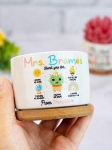 Ollas de plantas suculentas personalizadas con nombre y cita, regalos de fin de año escolar, bandeja de madera reflexiva, decoración de mesa, regalo para maestros, obsequios para maestras, agradecimiento a maestra, macetas con plantas, ollas succulentos, recuerdos para profesores, adornos para amantes de las plantas y regalos para fin del año, de vuelta a la escuela, ayudame a crecer, plantas para madres