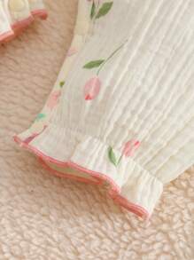 MommBaby MommBaby Baby Girls' Ruffled Floral Long Sleeve Jumpsuit, Cute For Spring & Autumn