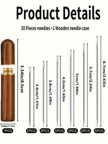 1 Set Of 30 Elderly Threading Devices, Sewing Needle Threading Devices, Sewing Needle Insertors, Embroidery Needle Threading Devices, Redwood Needle Tubes, Wooden Needle Tubes, And Household Industrial Sewing Needle Threading Devices. Automatic Threading: Everyone Can Easily Thread - Sewing And Crochet Supplies For The Elderly Or Visually Impaired. Valentine's Day Gifts, Storage Boxes, Storage Containers - Multicolor - View 3