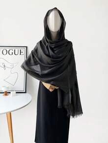 1 件女士沙滩配饰纯色亚麻方形头巾围巾、真丝围巾、头巾、沙滩巾、日常穿着、节日装饰围巾头巾、发带、头带