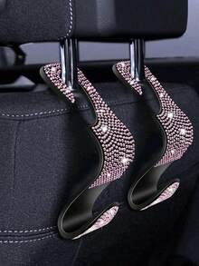 1 pieza Gancho colgador de automóvil con incrustaciones de diamantes para asiento trasero, accesorios creativos ocultos - Negro - Ver 22