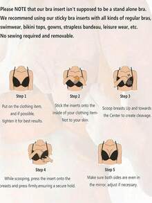 2pcs Double-Sided Adhesive Bra Pads, 3cm Thick Push-Up Bust Shaper Sticky Bra Inserts For Bras And Swimwear - Apricot - View 8