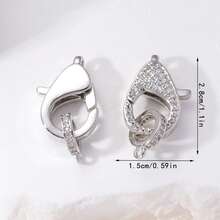 1 pezzo Connettore per collana e bracciale di grandi dimensioni con chiusura a moschettone placcata in oro con zirconi micro-intarsiati - Multicolore - Visualizzare 13