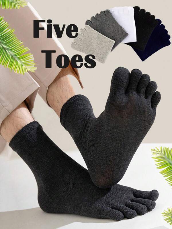 5/10 Paar einfarbige Zehensocken, unisex dünne Fünf-Finger-Socken