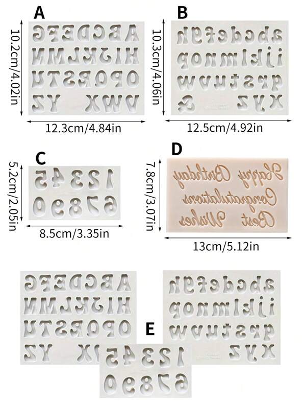 1 set/3 sets de moules en silicone 3D pour alphabet et chiffres, majuscules et minuscules, outils de cuisson de chocolat, bonbons et décoration de gâteaux