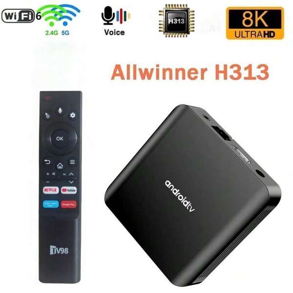 A TV98 ATV Plus Smart TV Box Android 14 Allwinner H313 4G 5G Dual-WLAN 6 4K HD Media Player Set-Top-Box 2GB 16GB IPTV