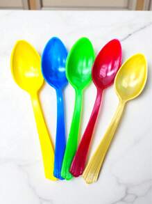 24 Pz Cuchara Sopera Plástico Reutilizables De 18cm Fiesta Colores. - Multicolor - Ver 7