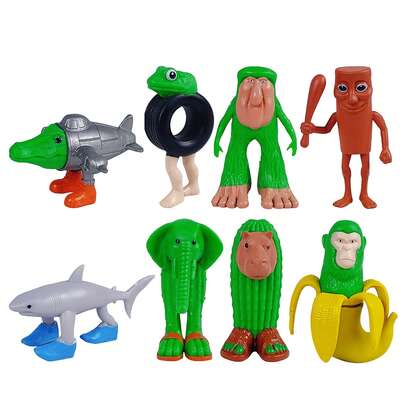 8pcs/Set Italian Brainrot Plastic Figurine Toys, Tung Tung Tung Sahur Tralalero Tralala, Decorative Sculpture, Desktop Ornament, Suitable For Halloween, Christmas, Birthday Gifts