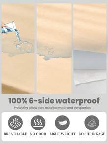 1pc 100% Waterproof 6-Sided Zippered Mattress Protector, Fits9-12 Inches Deep Mattress, Twin, Full, King, Queen Size, Deep Mattress, Breathable & Noiseless, Dustproof Non-Slip, Bedspread, Fitted Sheet, Washable Mattress Encasement, Low Allergenicity, High Quality Zippered Mattress Cover, Ideal Home Gift, Perfect Holiday Gift,Fall Decor,Autumn Decor,Room Decor - 米色(床單高25cm) - 查看 5