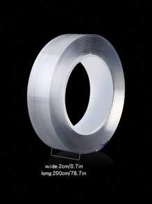 1 rollo de cinta transparente de doble cara, cinta adhesiva de nano de dos caras, de alta viscosidad impermeable e invisible, vuelta al colegio - transparente - Ver 8