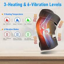 Heated Knee Brace Wrap, 3 Adjustable Heat And 6 Vibration Massager For Arthritis Knee Pain Relief Massaging Knee Pad - 黑色 - 查看 2