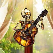 1 pieza Cazador de sol falso Skeleton Acrylic 2D, colgantes de ventana de fantasma de Halloween, regalo para amantes de las plantas, obsequio para nuevo hogar, atrapasol gótico, decoración espeluznante del hogar y estética de casa encantada