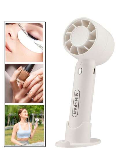 1个迷你手持风扇，小型便携式个人睫毛嫁接冷却风扇，风速可调，USB充电，风力强劲，适用于睫毛嫁接干燥/时尚男女室内/室外旅行/居家/办公（粉色）