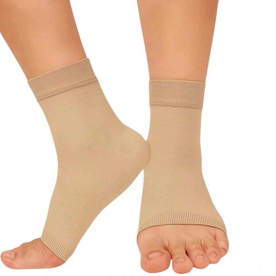 男女通用无缝压缩袜，用于脚踝支撑 - 高帮设计，透气尼龙/氨纶混纺，可机洗，纯色 - 非常适合攀岩、徒步旅行、跑步和日常活动，压缩袜，登山必需品，高帮袜，透气面料 - 彩色 - 查看 1