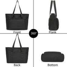 Women's 15.6 Inch Laptop Tote Bag In Classic Nylon, Large Capacity With Front Pocket, Casual Business Travel Bag For All Seasons, Perfect Christmas Gift Grey - 灰色 - 查看 2