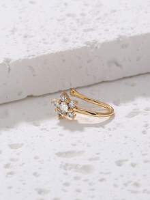 1 件金色五角星鼻环，带微镶嵌锆石星假鼻环，女士穿孔首饰