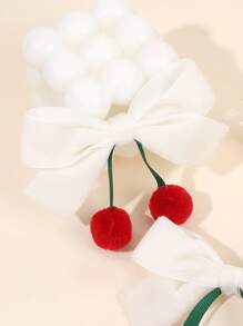 2pcs Cherry Hair Bows For Girls White Cherry Bow Alligator Clips Cute Sweet Bow Hair Clips Baby Toddlers Vacation Gifts Bow Barrettes Lovely Fruit Bow Hair Clips Teens Hair Accessories