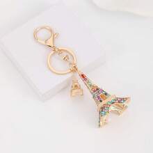 Fashion Paris-Style Women Keychain, Rhinestone Decor Eiffel Tower Bicycle Keyring, Geometric Pattern Elegant Zinc Alloy Accessory, Gift For Women, Summer Car Accessories Cute Goth Y2k Bag Accessories Lanyards With Id Holder Car Accessories Bag Charms Christmas Car Accessories Teacher Friend Sister Gift Ideas - One Size - View 7