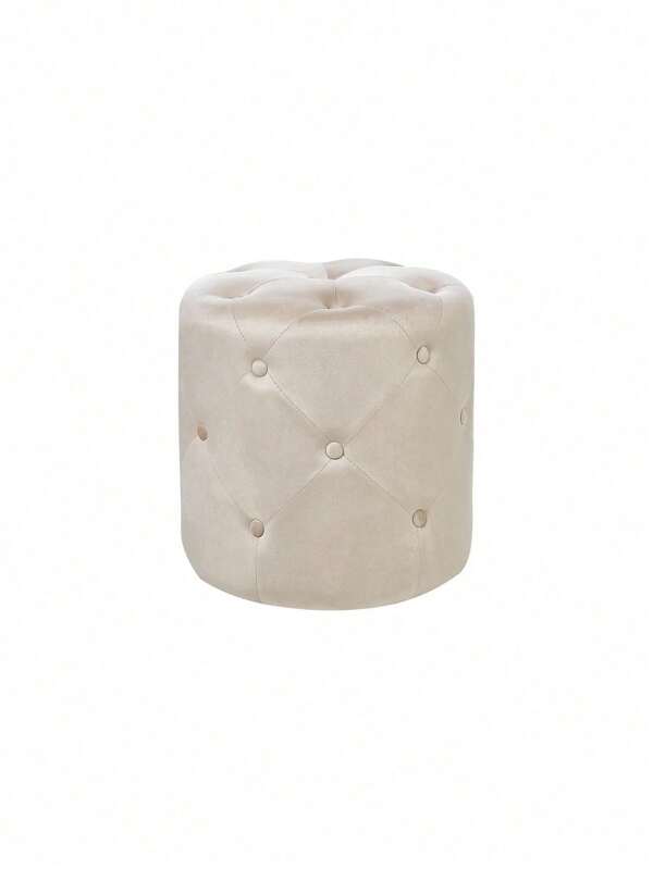 Beliani Pouf Samtstoff beige rund  40 cm COROLLA