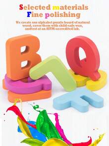 Wooden Puzzles For Toddlers, 4 Packs Alphabet Shape Puzzles For Kids 4 Wooden Montessori Toddler Puzzles ,Wooden ABC Alphabet Number Shape Puzzles Learning Puzzle Toys,Wooden Alphabet Number Shape Puzzles For Kids 3 Years Old Boys & Girls (Letter And Number Blocks With Random Colors) - Multicolor - View 9