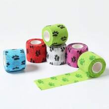 1/2/4 件自粘宠物绷带，粘性兽医绷带，无纺布胶带，适用于狗腿、爪子和伤口，0.98 英寸宽/177 英寸长绷带，多色爪印设计，透气包装胶带，适用于宠物狗和猫，耐用运动保护绷带