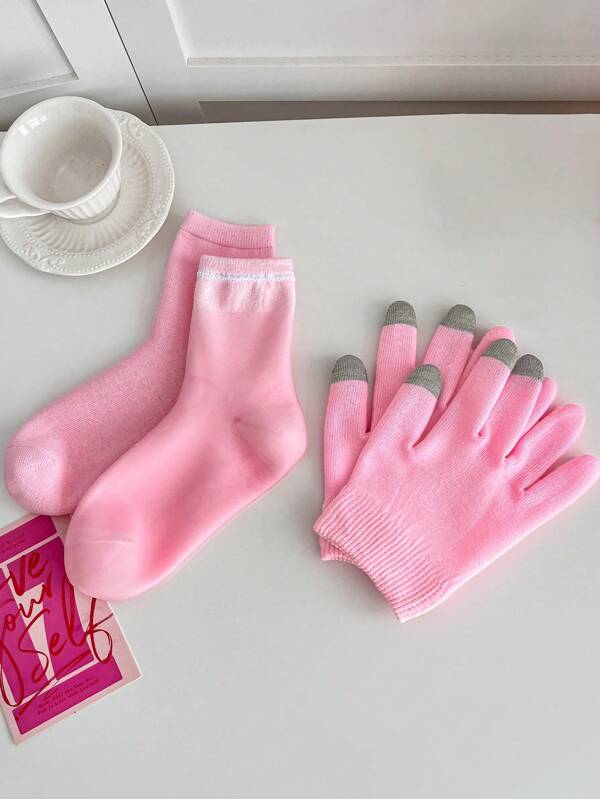1 paar hydraterende en blekende voetmaskers met essentiële oliën, geschikt voor de verzorging van droge en gebarsten voeten, gel hiel- en beenwarmer voor hydratatie van de voeten