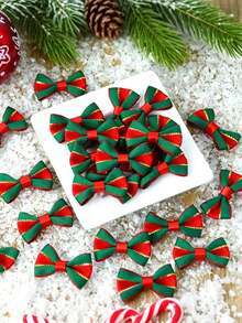 30pcs Mini Handmade Satin Ribbon Bows, Christmas Tree Decor Mini Bow Ornaments, Twisted Bow Decorations, Suitable For DIY Crafts Sewing Party Decorations, Christmas Tree Wedding Party Hanging Decor Sewing, Scrapbooking, Wedding, Gifts, Christmas Decorations, Christmas Packaging Ornaments