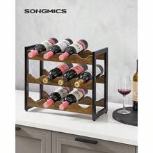 Wine Rack Table - 質樸的棕色+黑色 - 查看 2