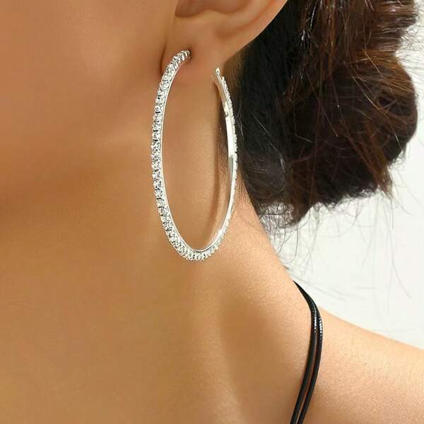 1 Pair Minimalist Geometric Circle Earrings For Women, Fashionable High-End Versatile Hip-Hop Hoop Earrings