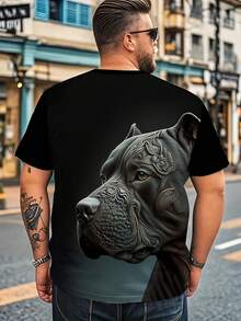 Herren Casual Elastisch T-Shirt in Große Größen - T-Shirt mit Hundemotiv, Rundhalsausschnitt, Straßen-Stil - Verschiedenfarbig - Übersicht 3